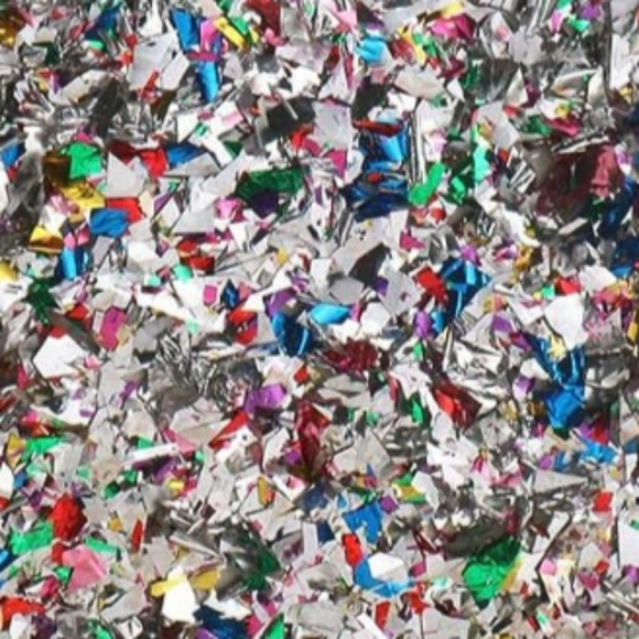 Abstract Silver Confetti Hard Case Clutch Bag Box Purse Crossbody Chain Multi - Picture 10 of 11